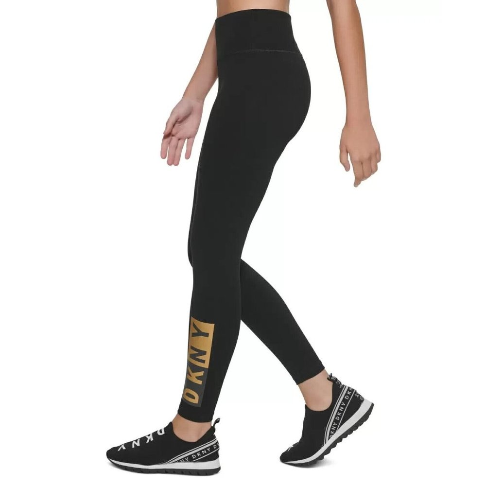 DKNY SPORT Two-Tone Graphic 7/8 Leggings Black Women's Size XS MSRP $60